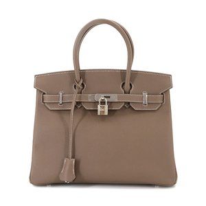 Hermes Hermès Birkin 30 Epson Etoupe Handbag with D Stamp and Silver Hardware